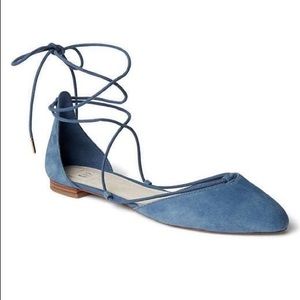 Suede blue lace up flats